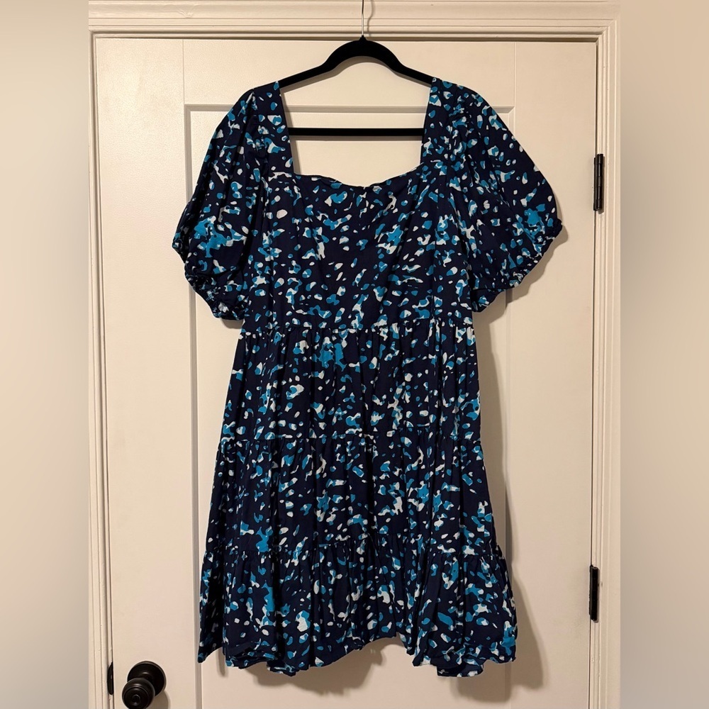 Blue and White Patterned Cotton Dress